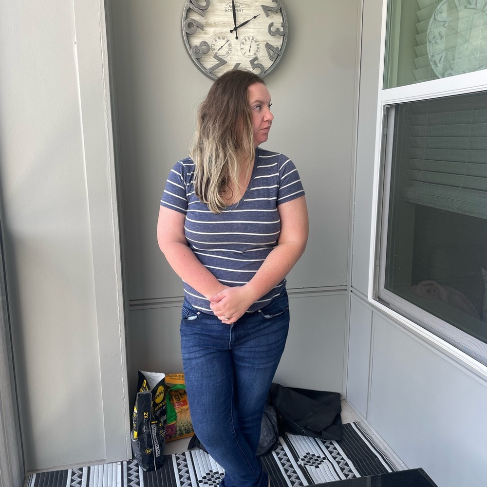 Blue and white striped tshirt
